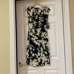 Navy Yellow Floral Ralph Lauren Dress size 4